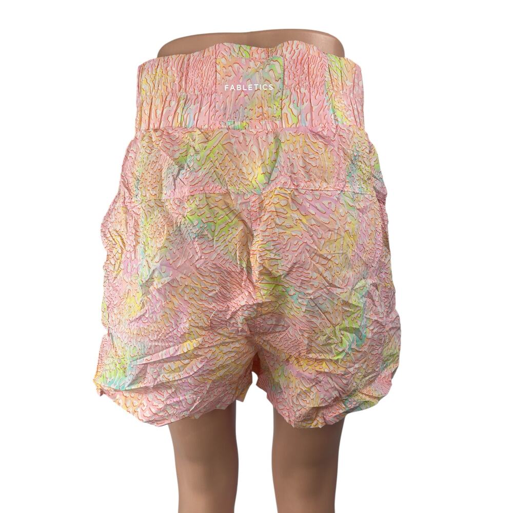 NEW Fabletics Multicolor Ultra High Waisted Piped Activewear Running Short Sz L - Picture 2 of 4